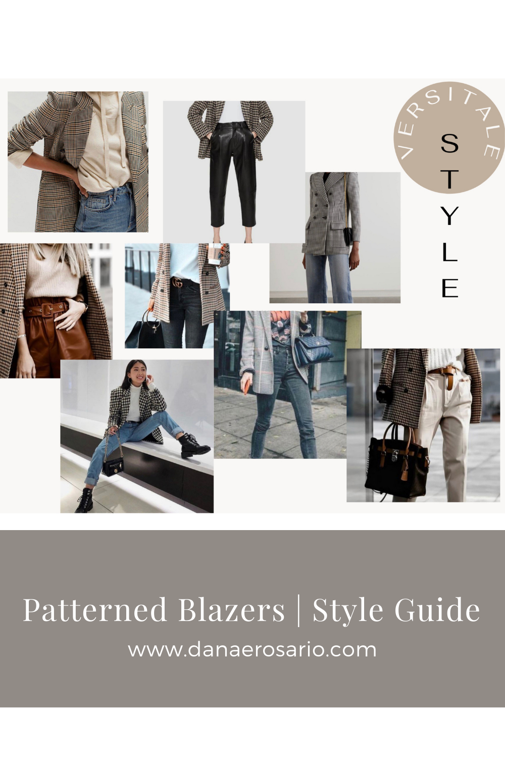 patterned blazers style guide. houndstooth blazer. leather skirt.
